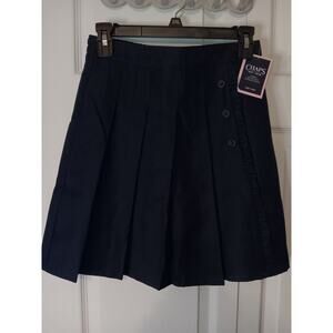 CHAPS Girls Uniform Skirt Sizes 16 Reg. Navy Pleated w/Shorts (SKU336)